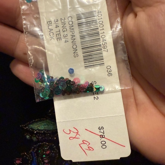 Chico's Black Long Sleeve Top with Colorful Embellishments size 2X - Picture 4 of 7